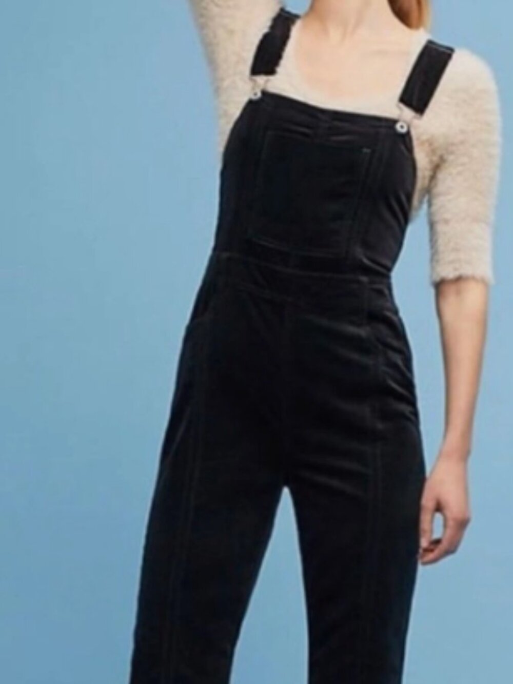 Anthropologie Pilcro And The Letterpress Velvet Flare Overalls - Black - Size 28